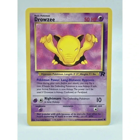 Drowzee 54/82 Team Rocket‎ Common Pokemon Non Holo WOTC Vintage 2000 NM - Picture 1 of 6